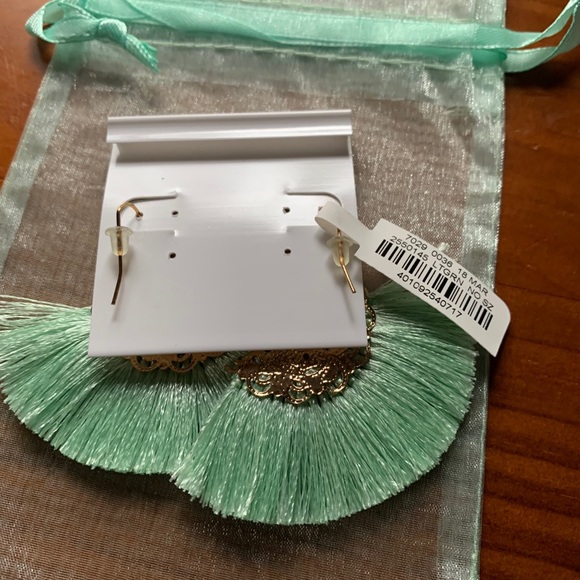 Teal Fan Earrings - Picture 4 of 5